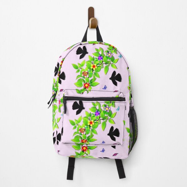 Item preview, Pattern. Black Morph Fantails, Butterflies and Floral Vine designed and sold by KC Morcom.