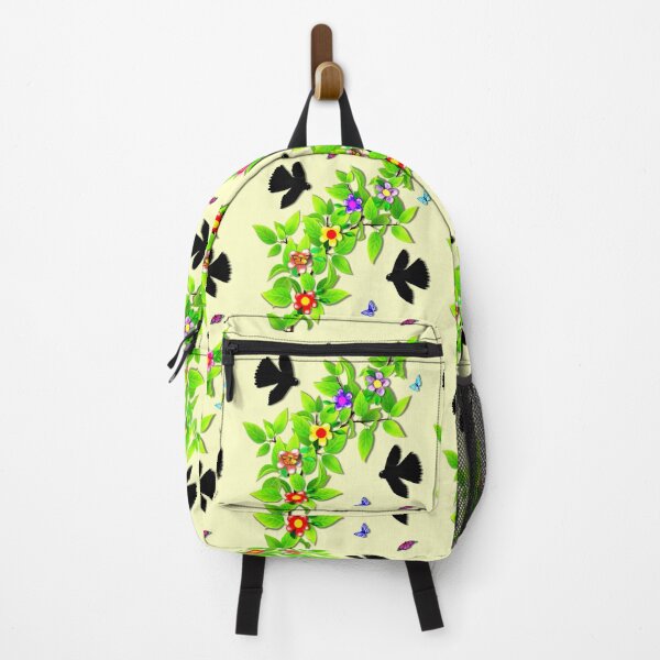 Item preview, Pattern. Black Morph Fantails, Butterflies and Floral Vine designed and sold by KC Morcom.