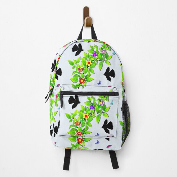 Item preview, Pattern. Black Morph Fantails, Butterflies and Floral Vine designed and sold by KC Morcom.