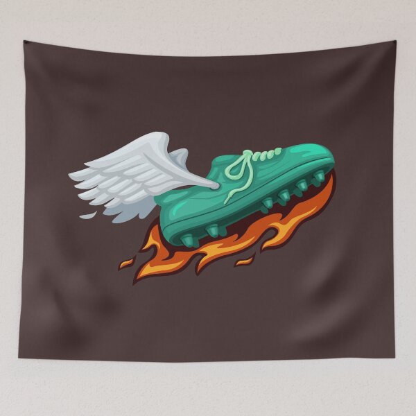 Item preview, Soccer Shoes Fire with Fly Wing Mascot Logo Symbol cartoon illustration designed and sold by aryoyo.