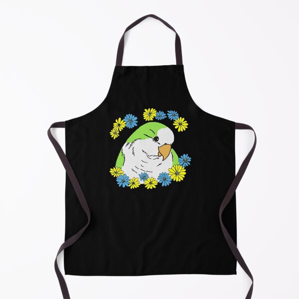 Item preview, Cute green quaker parrot (monk parakeet)and colourful daisy flowers designed and sold by okamechan.
