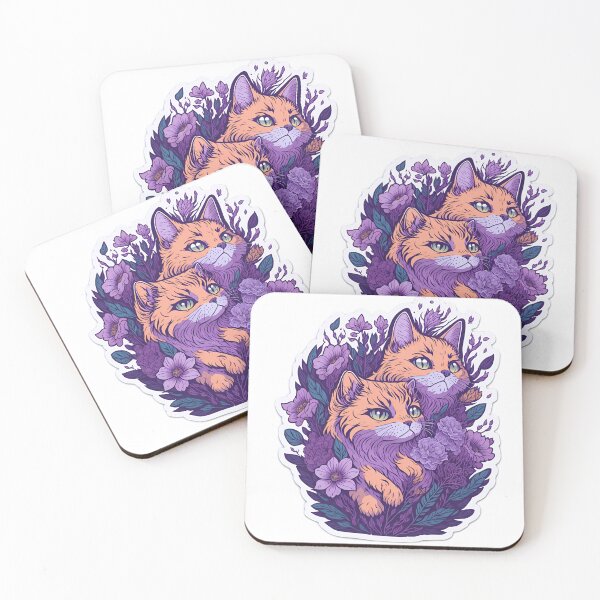 Item preview, Cat Couple Sticker| kitty sticker| cat sticker| cute cat sticker| cat retro| cat watercolour designed and sold by RedArtG09.