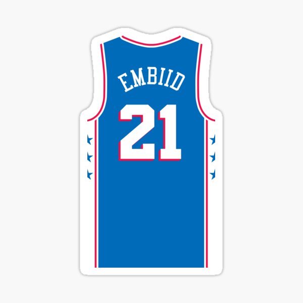 Joel Embiid 76ers White Jersey Sticker for Sale by