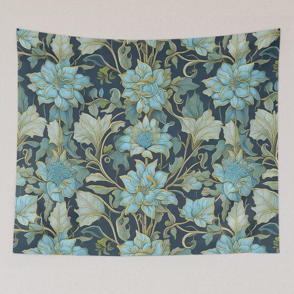 Item preview, Modern William Morris Teal Flowers   designed and sold by Tamas Das.