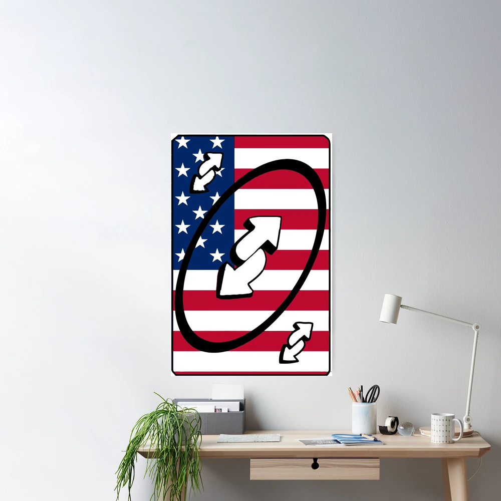 Reverse Uno with American Flag Metal Print for Sale by CyberYogi