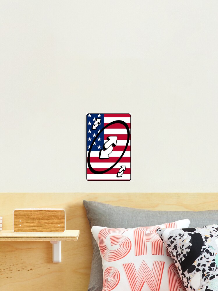 Reverse Uno with American Flag Metal Print for Sale by CyberYogi