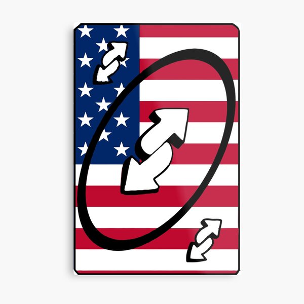 Reverse Uno with American Flag Metal Print for Sale by CyberYogi