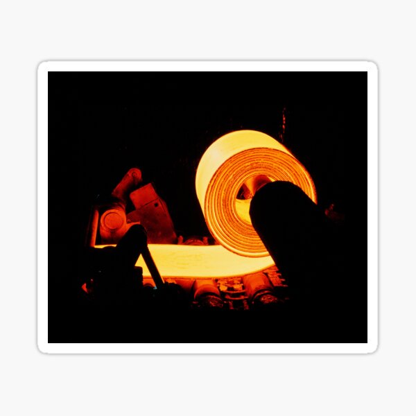 Item preview, Red-hot coil of sheet steel in a rolling mill. (T810/0142) designed and sold by SciencePhoto.