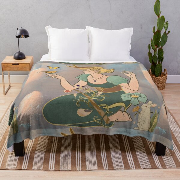 Item preview, a lady in the wild surrounded by bird and rabbit designed and sold by Ramyopam Hongchui.