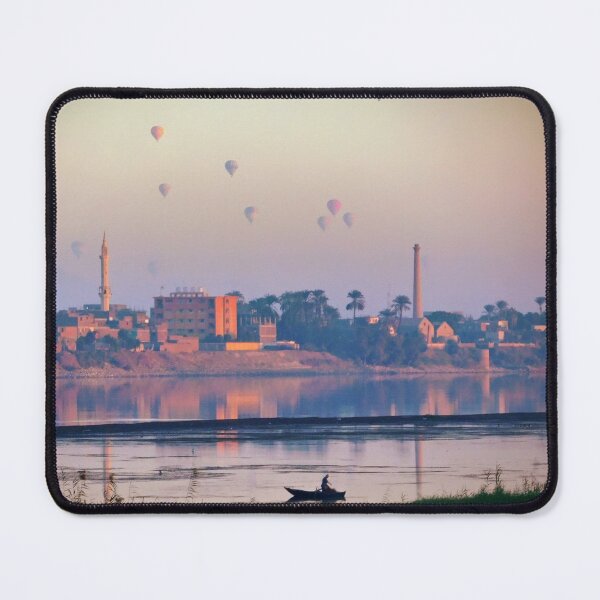 Item preview, Copie de Copie de Sunrise on the Nile river, fishermen and hot air balloons- landscape - Egypt photography designed and sold by art-of-egypt.