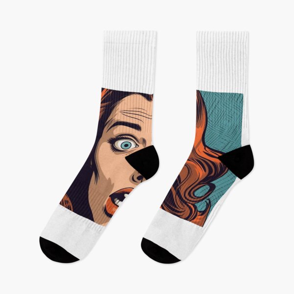 Item preview, Red hair pretty woman with surprised expression in pop art style designed and sold by pristinha.