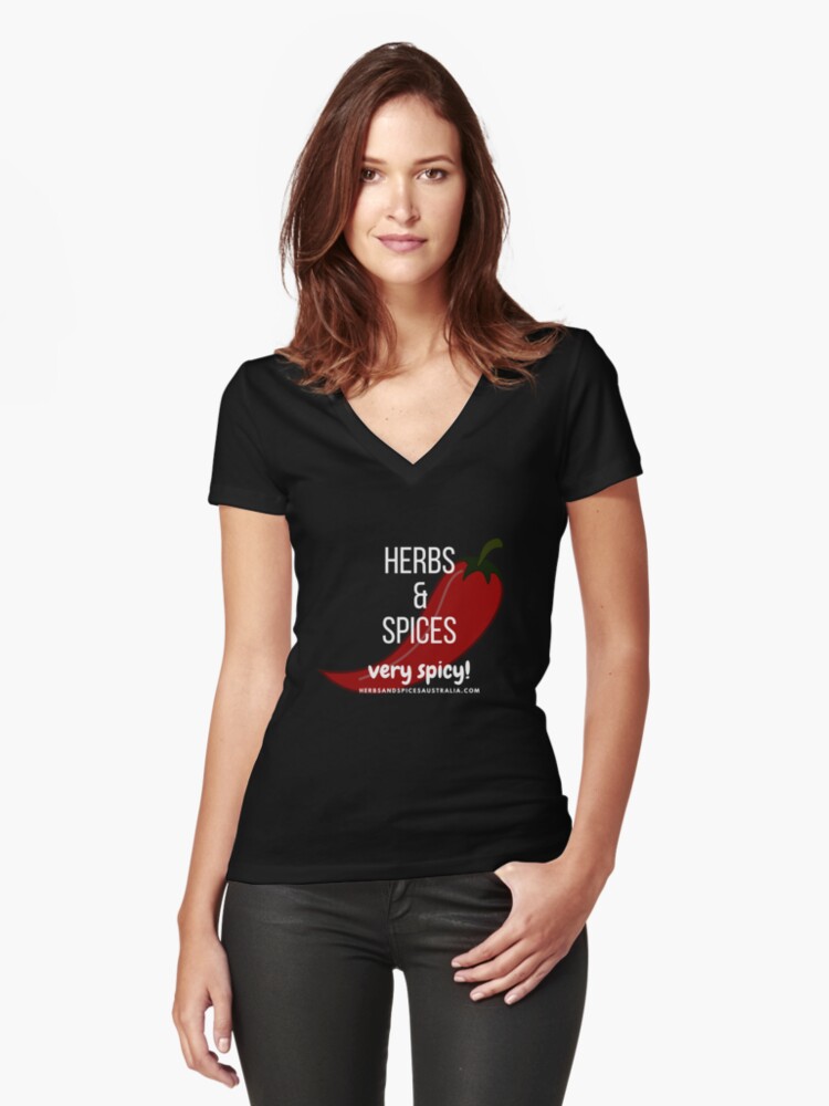 Thumbnail 1 of 3, Fitted V-Neck T-Shirt, Herbs and Spices Design for Australian audience designed and sold by ScandinavianSt.