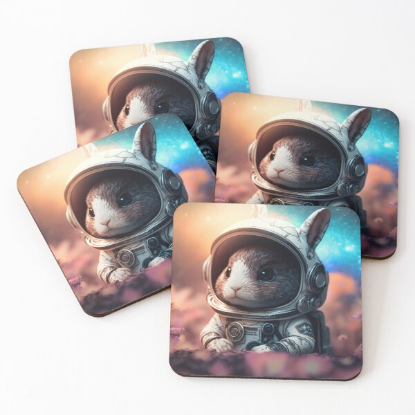 Item preview, A cute baby rabbit astronaut in space with beautiful floral and space background. designed and sold by HappyPrompt.