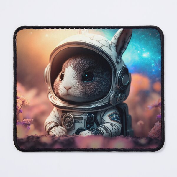 Item preview, A cute baby rabbit astronaut in space with beautiful floral and space background. designed and sold by HappyPrompt.
