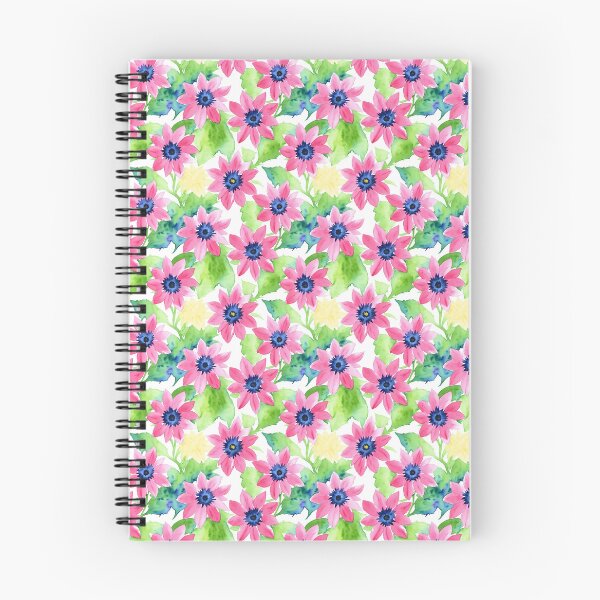 Artikelvorschau, Lebendige rosa und blaue Aquarellblumen auf weißem und grünem Hintergrund entworfen und verkauft von Aaron2610.