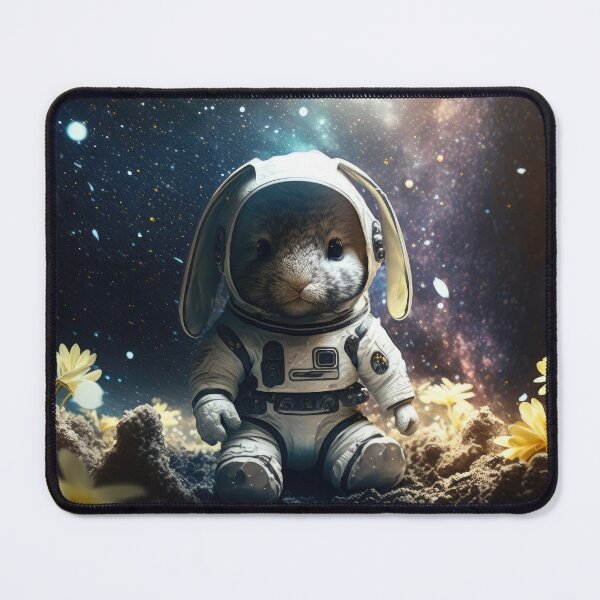 Item preview, A cute baby rabbit astronaut sitting with floral and space background. designed and sold by HappyPrompt.