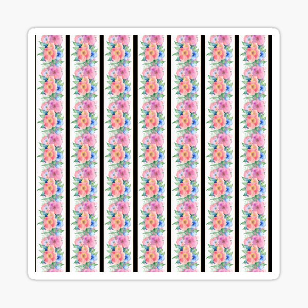Item preview, Pastel Watercolor Flowers Pattern on Black and White Striped Background designed and sold by Aaron2610.