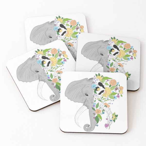 Item preview, Colorful Elephant and flowers Art designed and sold by hemp3x.