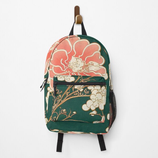 Item preview, Pink flowers on green background pattern designed and sold by Somniodelic Workshop.