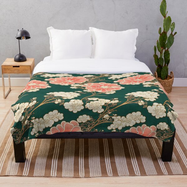 Item preview, Pink flowers on green background pattern designed and sold by Somniodelic Workshop.