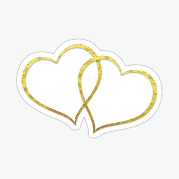Two Gold Hearts Together Sticker