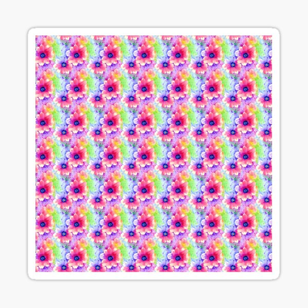 Item preview, Vibrant Pink and Blue Watercolor Flowers Pattern on Green and Purple Background designed and sold by Aaron2610.