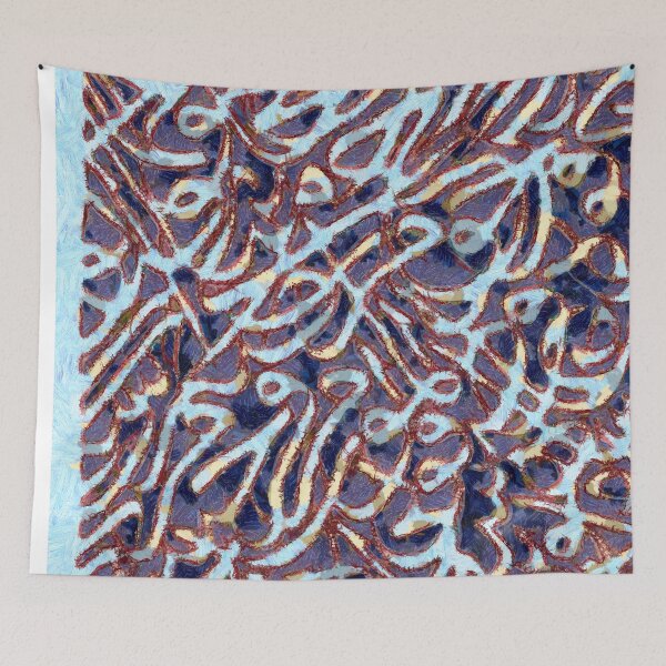 Item preview, Red and van gogh blue Arabic Calligraphy designed and sold by Paper Pan.