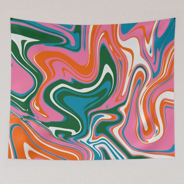 Item preview, Warp Pink Green Orange Marbling Swirls designed and sold by lucybrownlane.