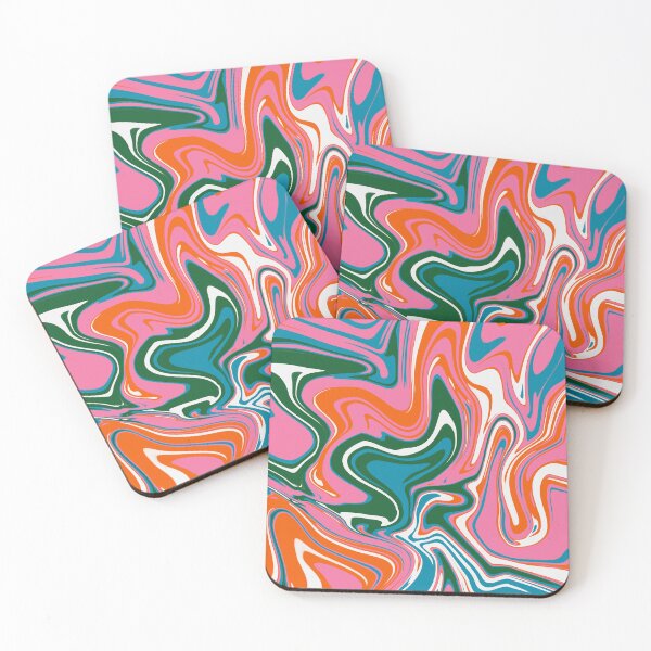 Item preview, Warp Pink Green Orange Marbling Swirls designed and sold by lucybrownlane.