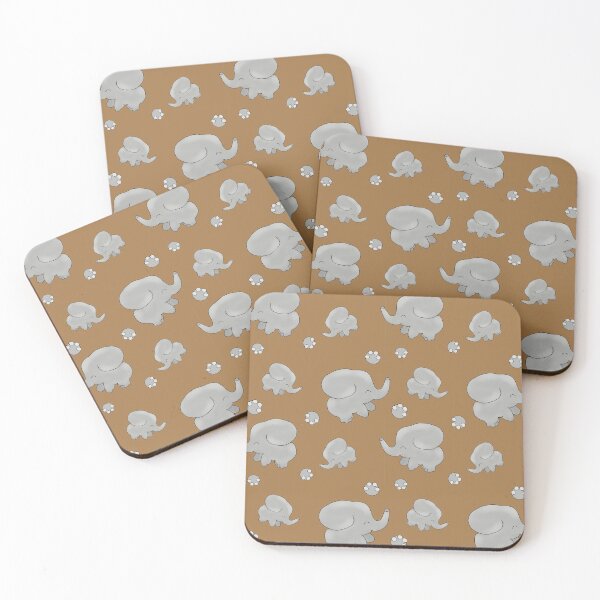 Item preview, Elephant love cute olive grey latte brown kids pattern  designed and sold by Krissys-Art.