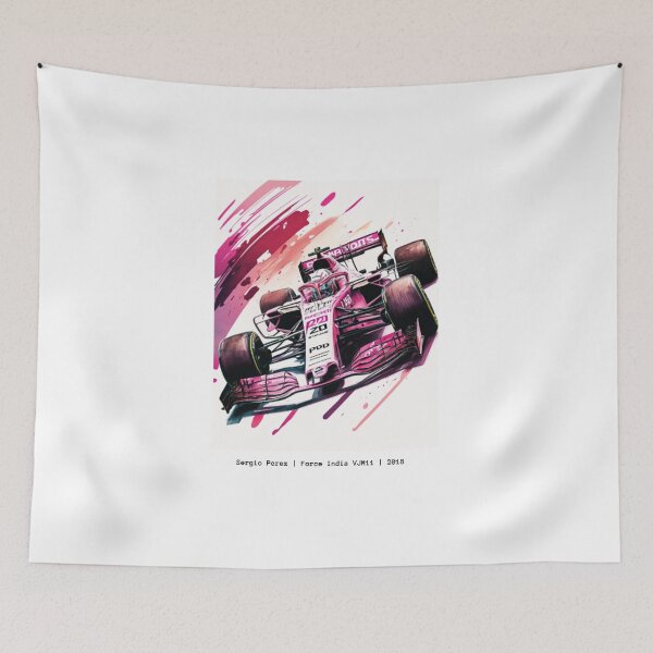 Item preview, Sergio Perez 2018 Force India F1 Watercolour Painting Print designed and sold by PicTechNowArt.