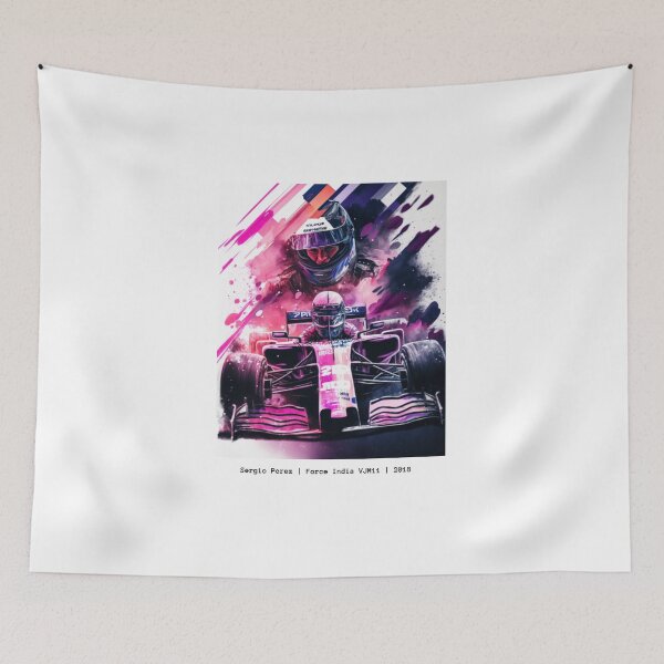 Item preview, Sergio Perez 2018 Force India F1 Watercolour Painting Print designed and sold by PicTechNowArt.