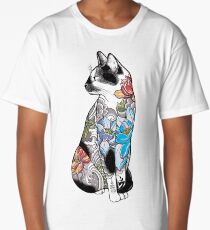 Cat in Lotus Tattoo Long T-Shirt