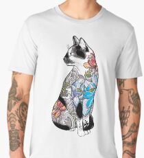 Cat in Lotus Tattoo Men's Premium T-Shirt