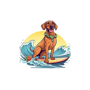 Artwork thumbnail, Surfer Dog - Rhodesian Ridgeback by HitsTheWaves