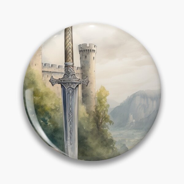 Item preview, Watercolor sword and castle design designed and sold by Dandylicous.
