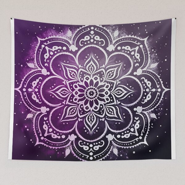Item preview, Flower mandala black, white and purple designed and sold by VeronicArt85.