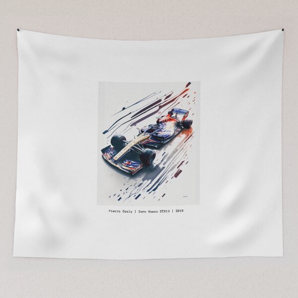 Item preview, Pierre Gasly 2018 Toro Rosso STR13 F1 Watercolour Painting Print designed and sold by PicTechNowArt.