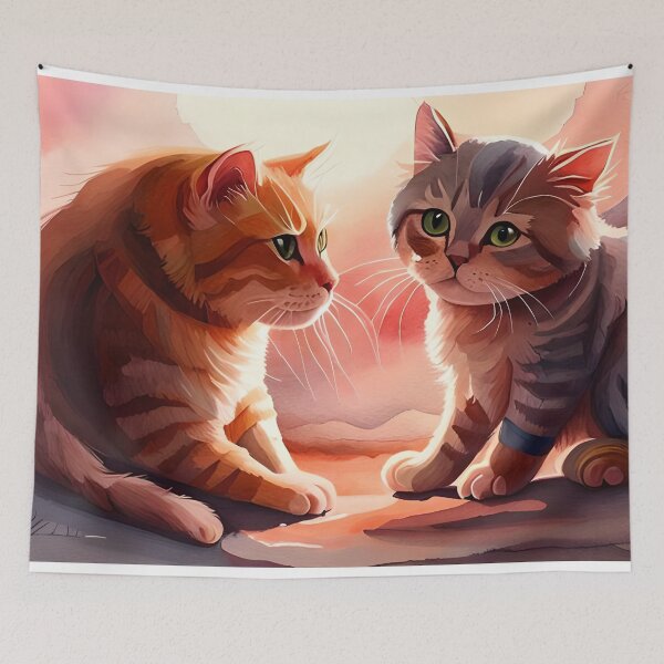 Item preview, Two cute cats: one cat looks at you, and the other looks at his lover. designed and sold by EncourageUMore.