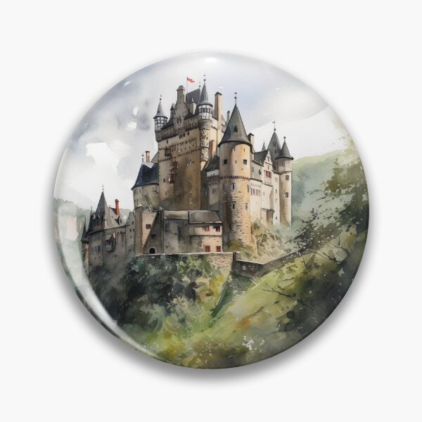 Item preview, Watercolor drawing of a castle inspired by Burg Eltz designed and sold by Dandylicous.