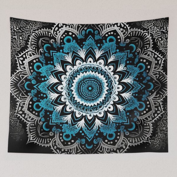 Item preview, Mandala boho art blue, white and black designed and sold by VeronicArt85.