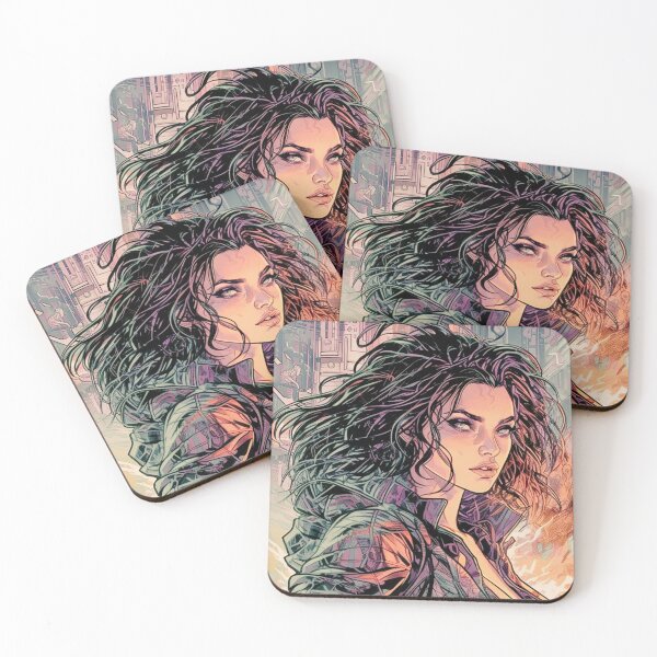 Item preview, Cyber Pinup Retrato de una mujer futurista del libro de poesía "Susurros del corazón" designed and sold by ArcaneVerses.