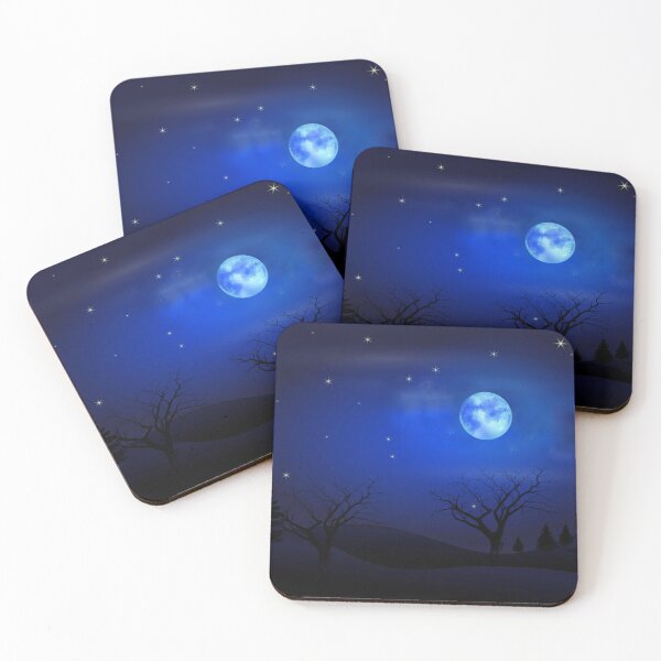 Item preview, Night view blue sky, moon and river water designed and sold by Vasant Ravte.