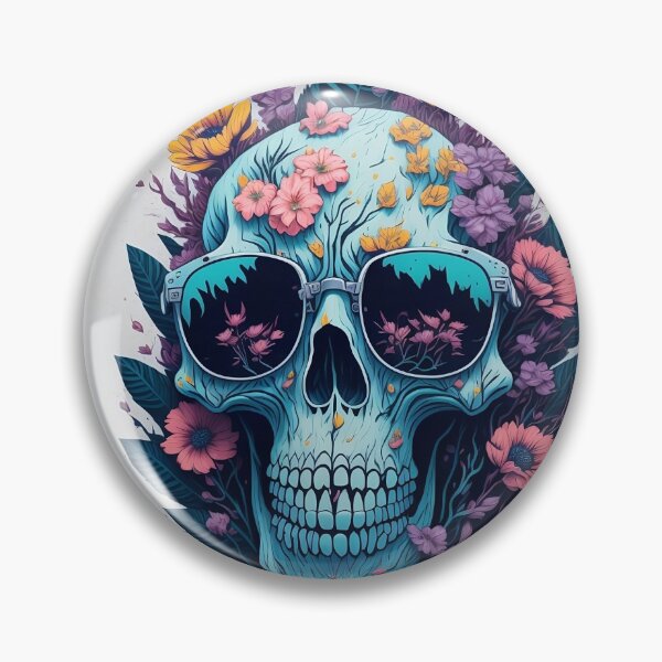 Item preview, skull with flowers and sunglasses designed and sold by DieGra.