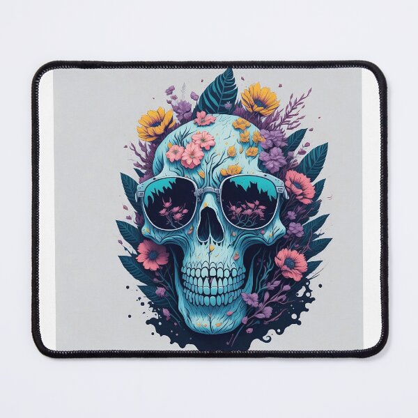 Item preview, skull with flowers and sunglasses designed and sold by DieGra.