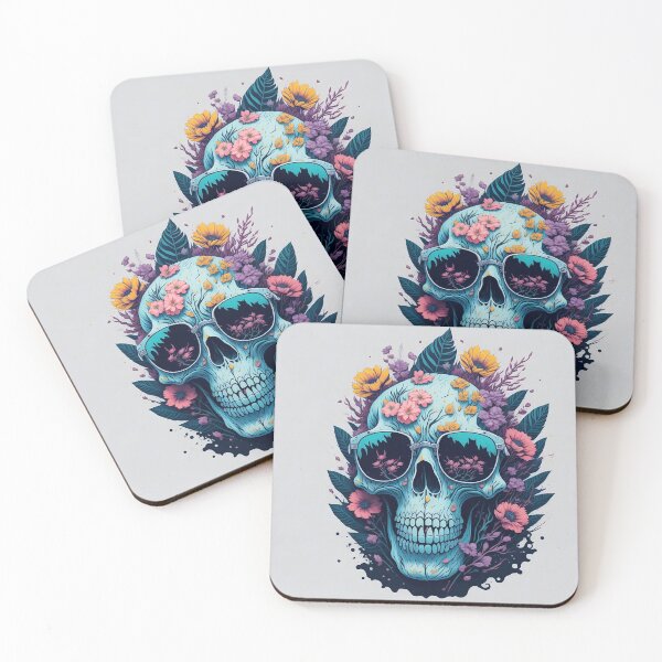 Item preview, skull with flowers and sunglasses designed and sold by DieGra.