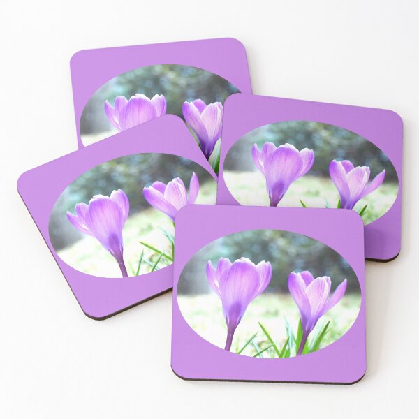 Item preview, Crocus Pair in the Sun - purple background designed and sold by Louise-Mae.