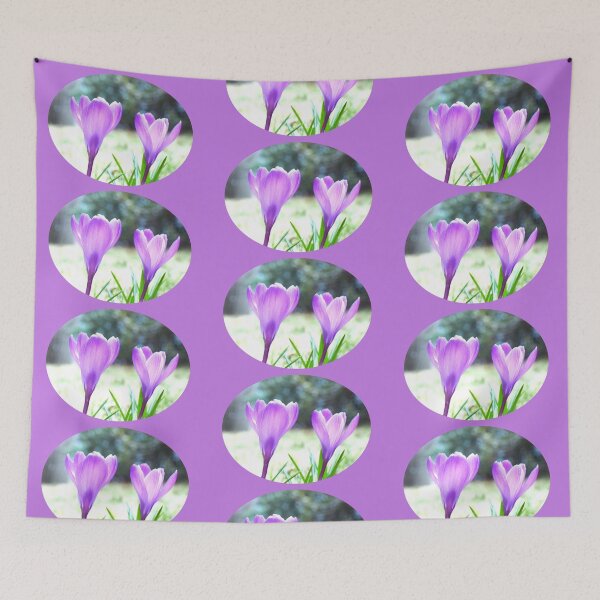 Item preview, Crocus Pair in the Sun - purple background designed and sold by Louise-Mae.
