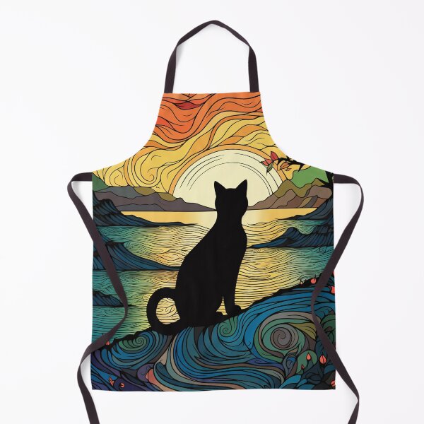 Item preview, Cat with Stained Glass Sunrise designed and sold by Splargo Digital Prints.