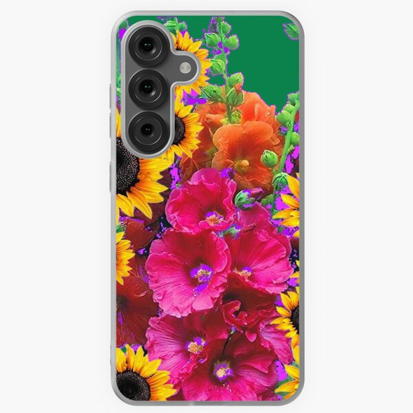 Item preview, JARDIN DE ROSE TRÉMIÈRES COULEUR VERT SARCELLE ART FLORAL designed and sold by sharlesart.